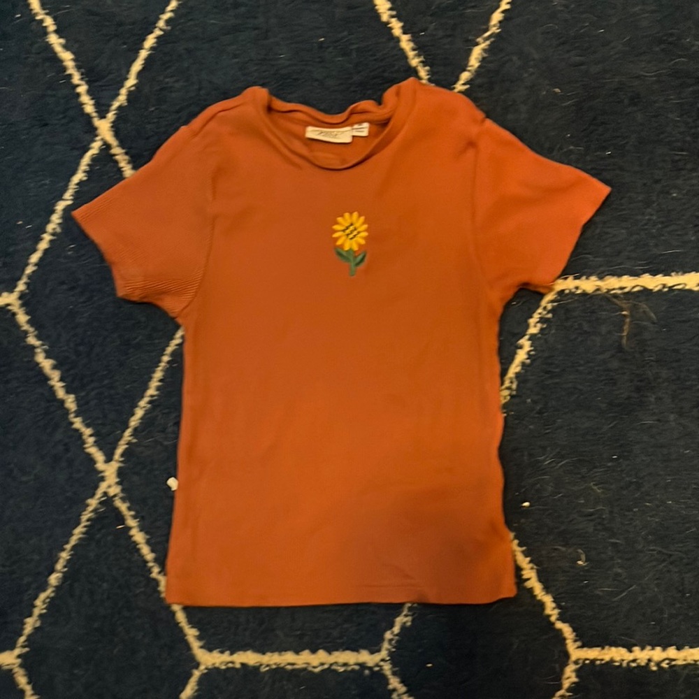 Mighty Fine Target Ribbed Sunflower Crop Top